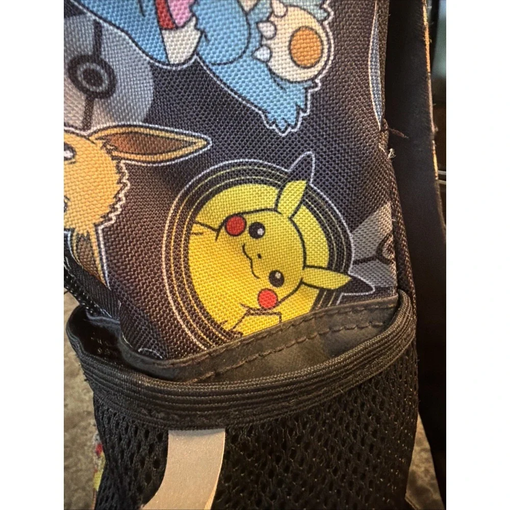 Pokemon Bioworld Pikachu Eevee All Over Print Backpack Black Red School Bag